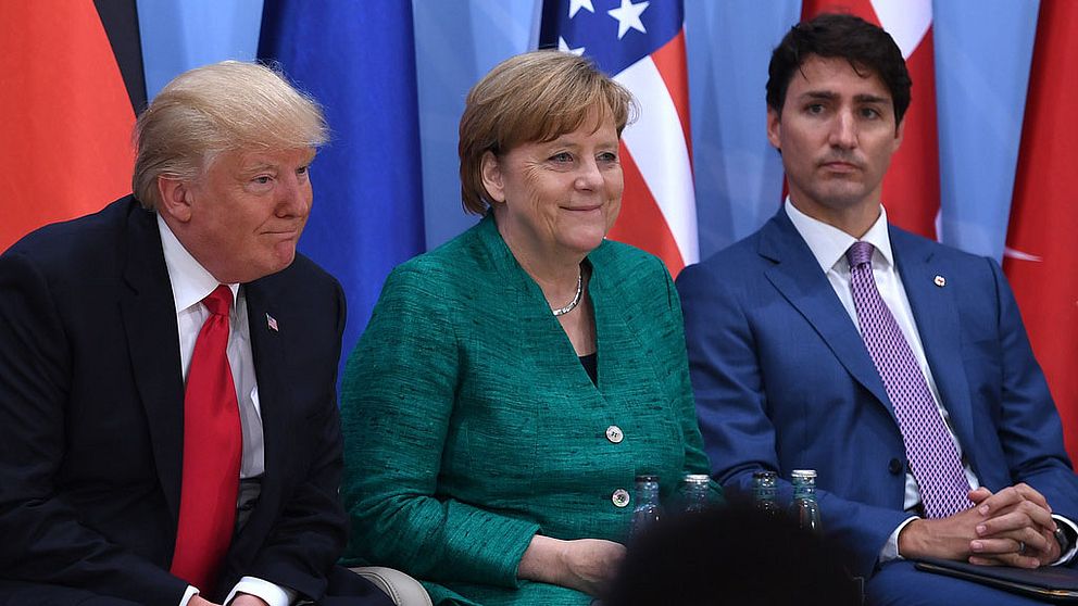 Donald Trump, Angela Merkel och Justin Trudeau