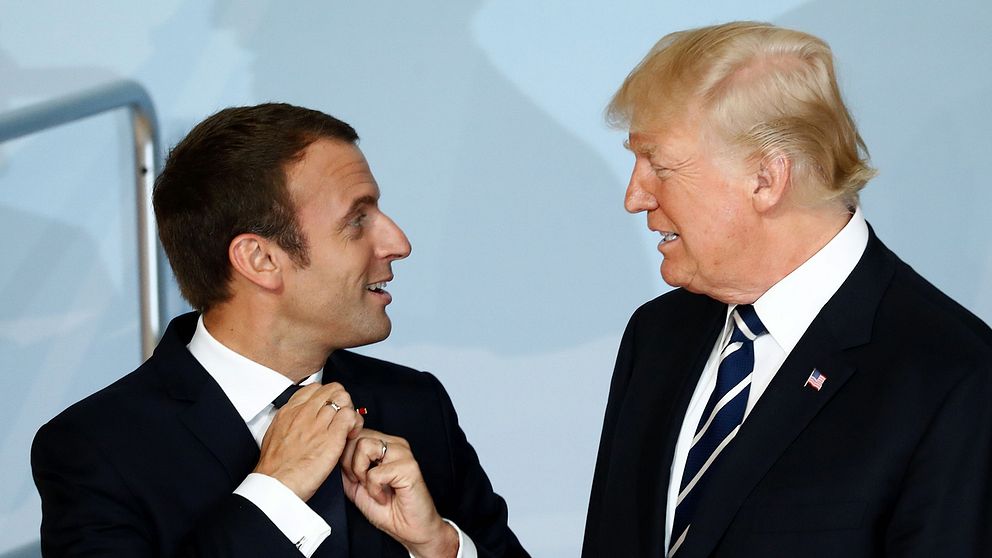 Emmanuel Macron och Donald Trump under G20-mötet i Hamburg.