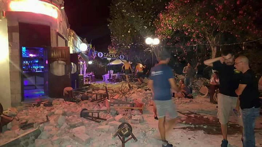 Efter jordskalvet på Kos, Grekland.