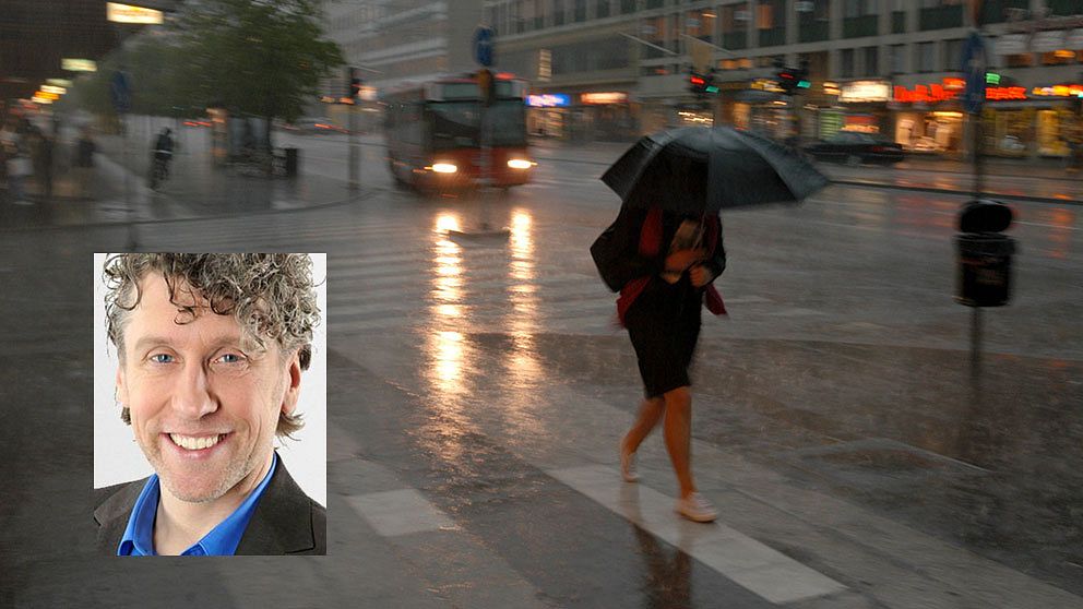 Kvinna med paraply och Pererik Åberg