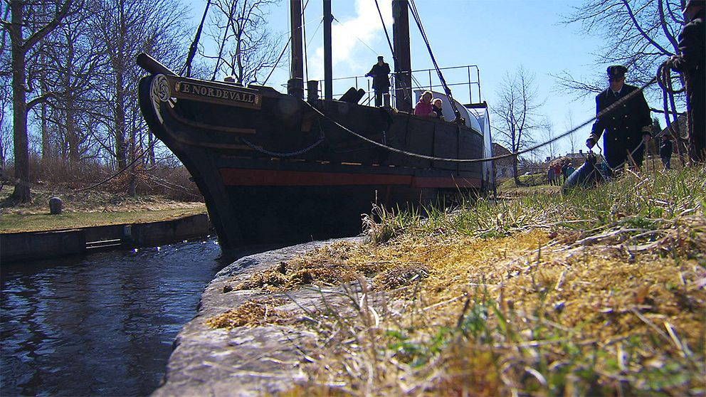 Hjulångaren E Nordevall på Göta kanal. Foto: SVT