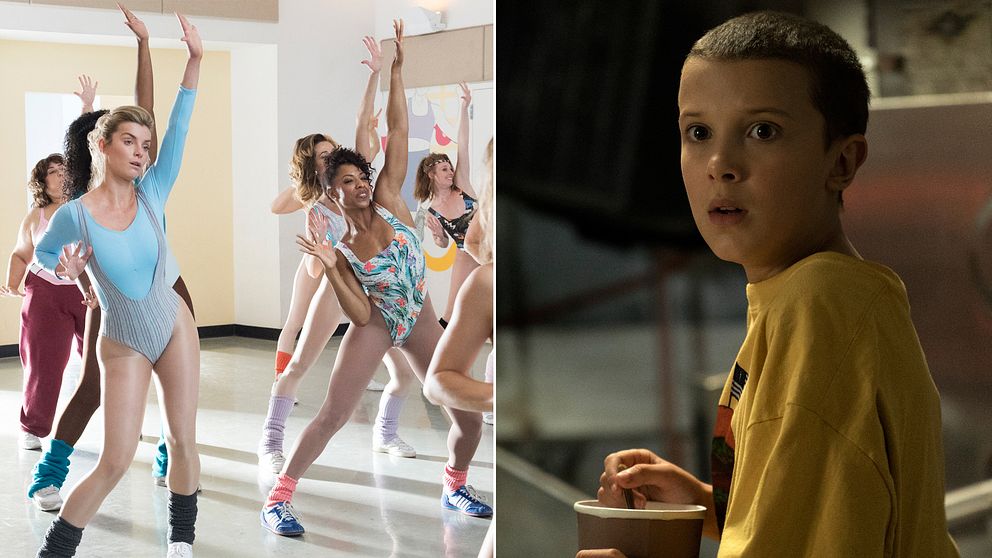 Glow och Stranger things är två serier som utspelar sig på 80-talet.