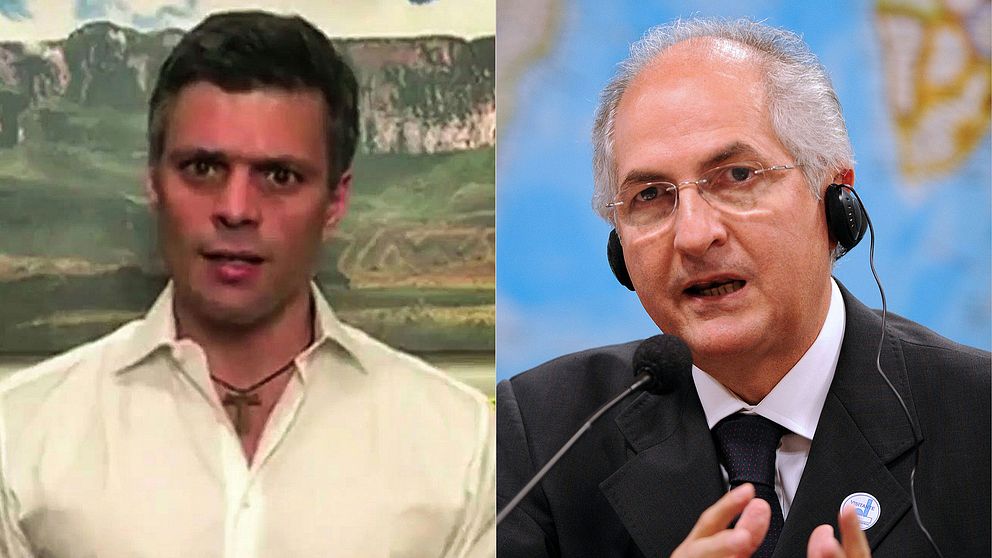 De venezolanska oppositionsledarna Leopoldo Lopez och Antonio Ledezma.