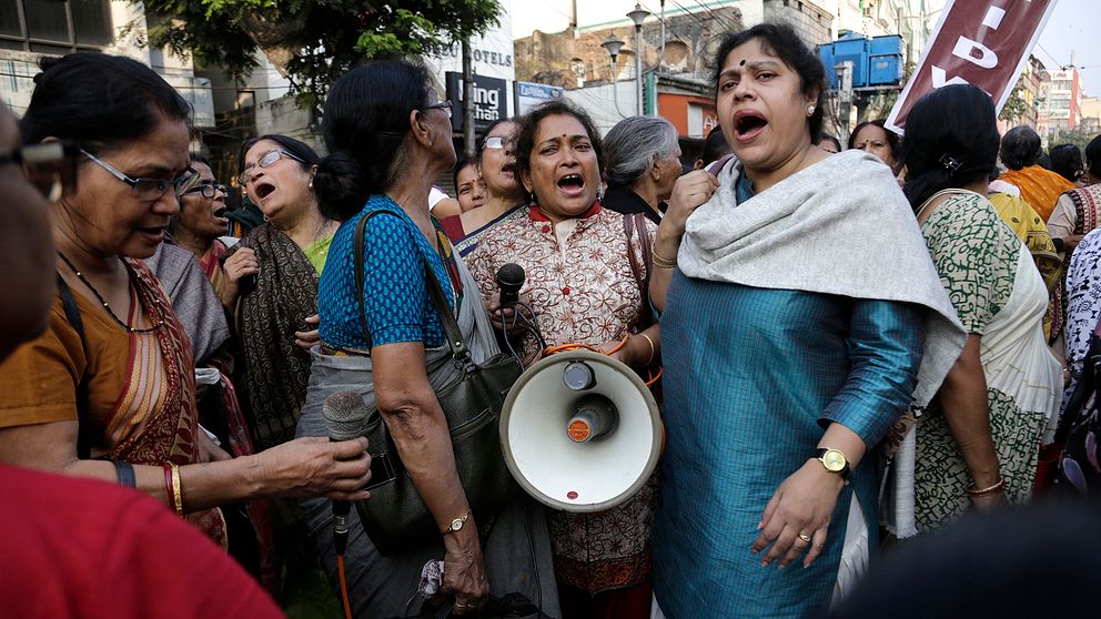 Arkivbild från en demonstration i Indien för högre straff mot våldtäktsgärningsmän.