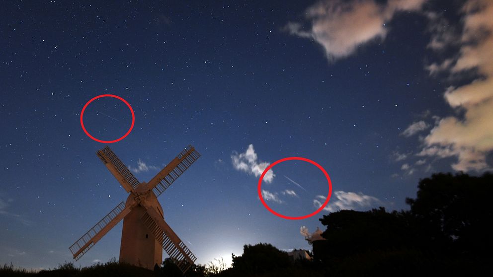 Ovanför Brighton, Storbritannien, kunde många meteorer ses.