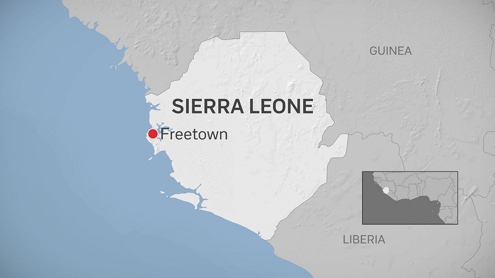 Karta över Freetowns läge i Sierra Leone
