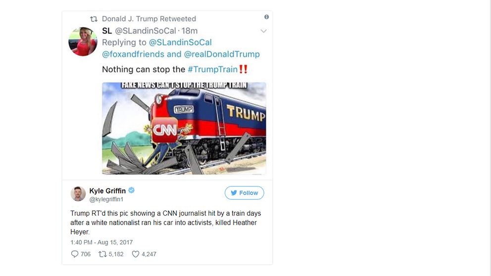 Skärmdump av Trumps retweet på Washington Post.