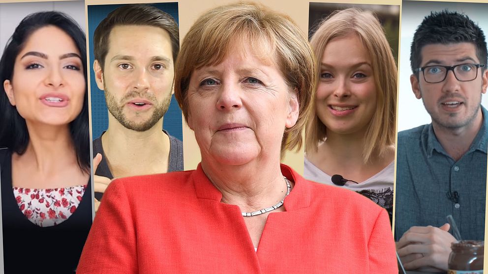 Förbundskansler Merkel utfrågas av käna youtubers under en direktsändning.
