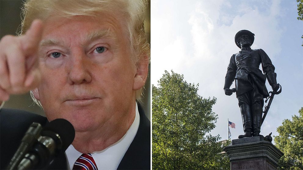 USA:s president Donald Trump, staty av Stonewall Jackson.