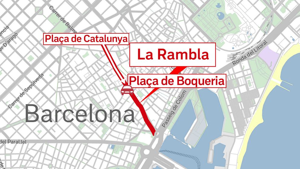 En karta över La Rambla i Barcelona.