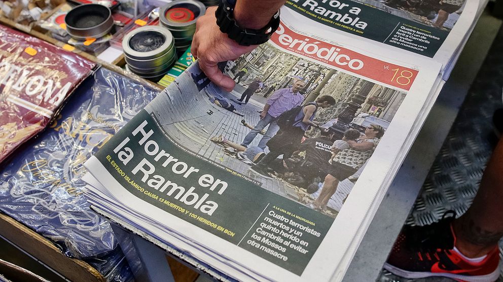 Spanska tidningar efdter terrordådet i Barcelona