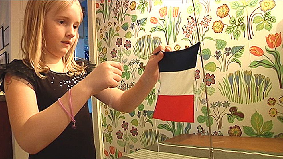 Flicka med Frankrikes flagga