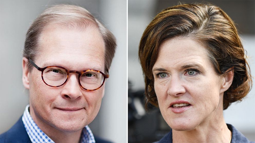 SVT:s politiske kommentator Mats Knutson och Moderaternas partiledare Anna Kinberg Batra