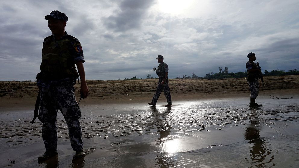 Burmesisk gränsvakter i staten Rakhine.