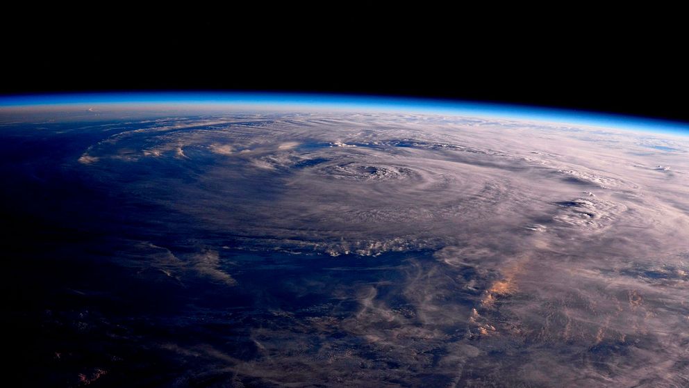 Orkanen Harvey sedd från den internationella rymdstationen den 26 augusti.
