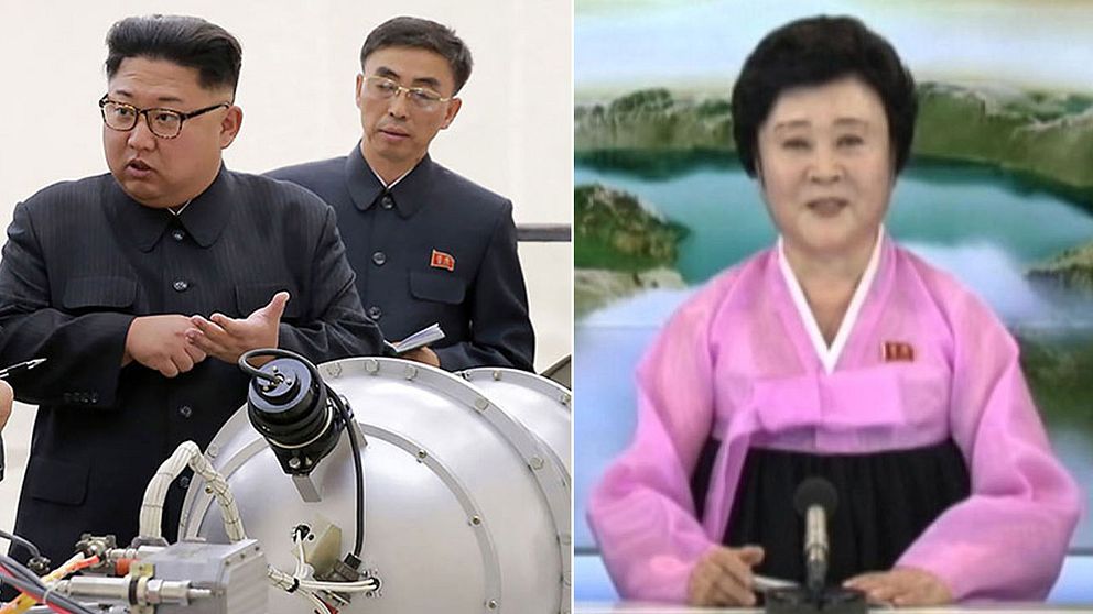 Här meddelas den nordkoreanska kärnvapentestet i statstelevisionen