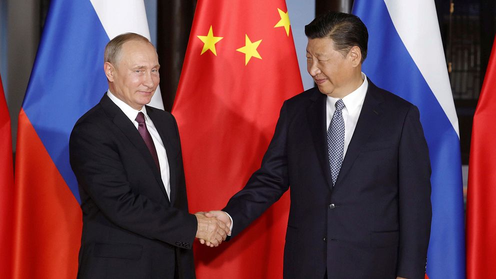 Rysslands president Putin och Kinas president Xi Jinping på BRICS-mötet.