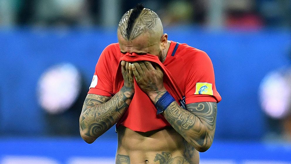 Arturo Vidal efter finalförlusten mot Tyskland i Confederations Cup 2017.