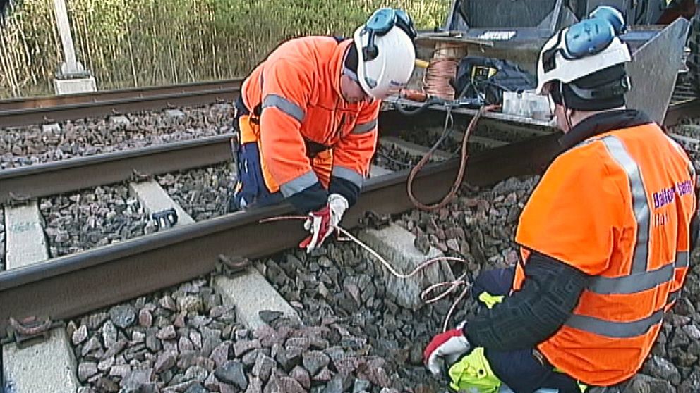 järnväg repareras efter kopparstölder