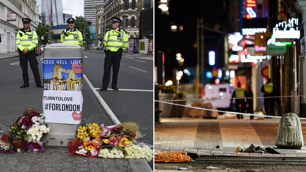 Bilder från terrordådet vid London Bridge och på Drottninggatan i Stockholm.