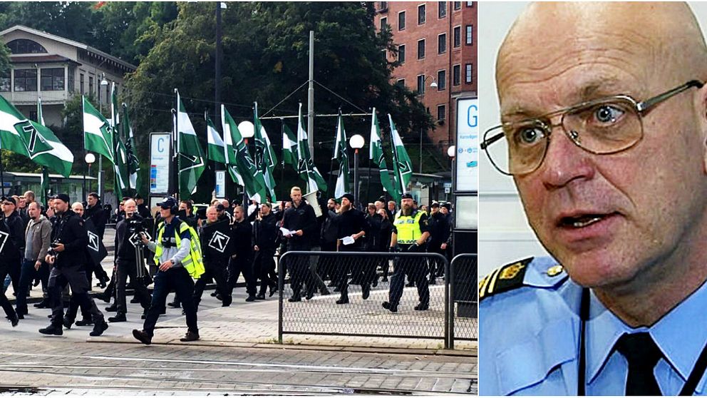 NMR demonstrerar i Göteborg den 17 september. Till höger polischefen Erik Nord.