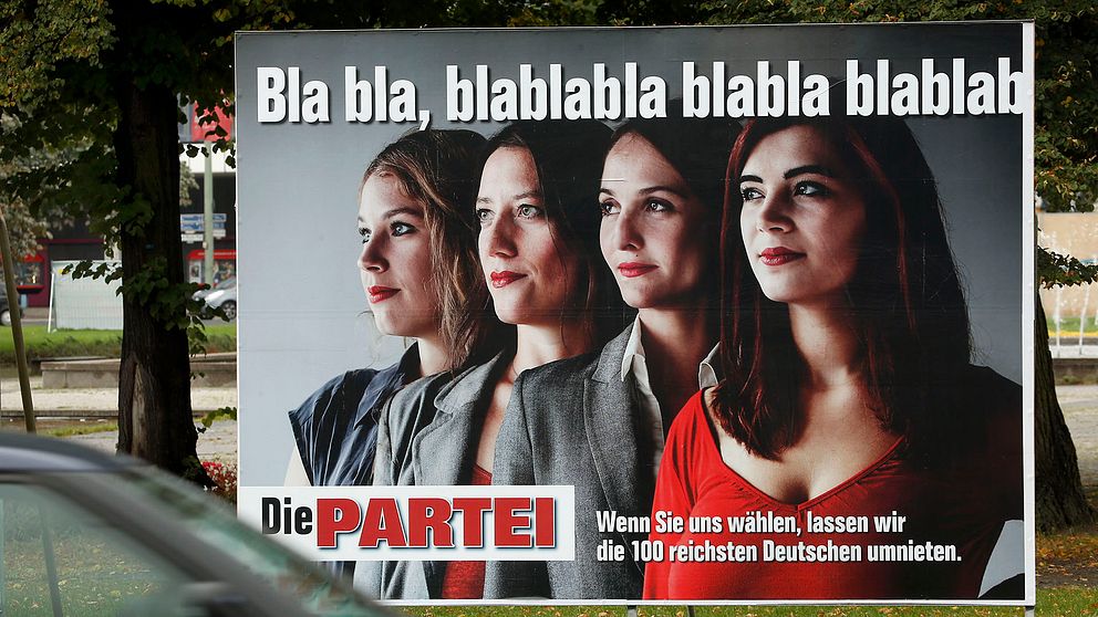 ”Bla bla, blablabla”, stod det på en av Die Parteis valaffischer 2013.
