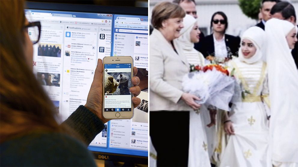 Bilden på Angela Merkel som sprids i samband med falska nyheter.