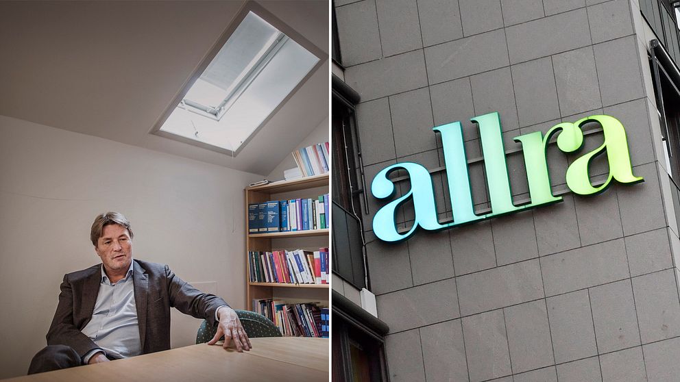 Thomas Bodström och Allras logotyp