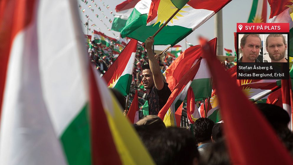Arenan i Erbil badar i kurdiska flaggans färger, och förväntningarna är skyhöga blad kurderna.