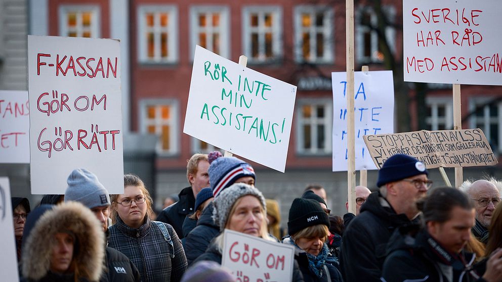 En manifestation för rätten till assistans