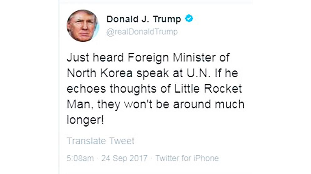En skärmdump på Donald Trumps tweet