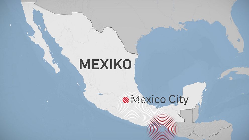 Karta över jordskalven i Mexiko