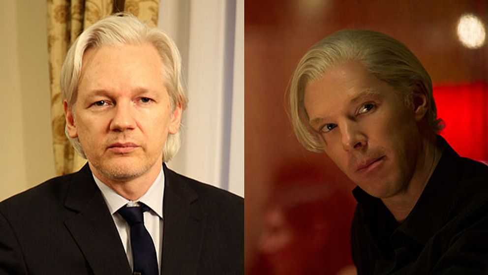 Benedict Cumberbatch (till höger) spelar Julian Assange (till vänster) i Hollywoodfilmen ”The Fifth Estate”.