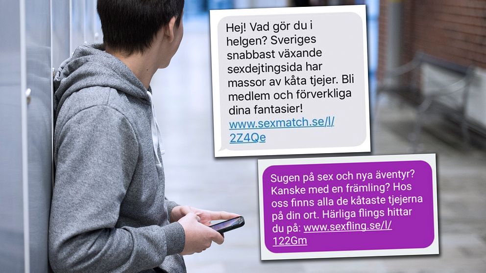 Sms:et som skickats ut lovar ”massor av kåta tjejer”.