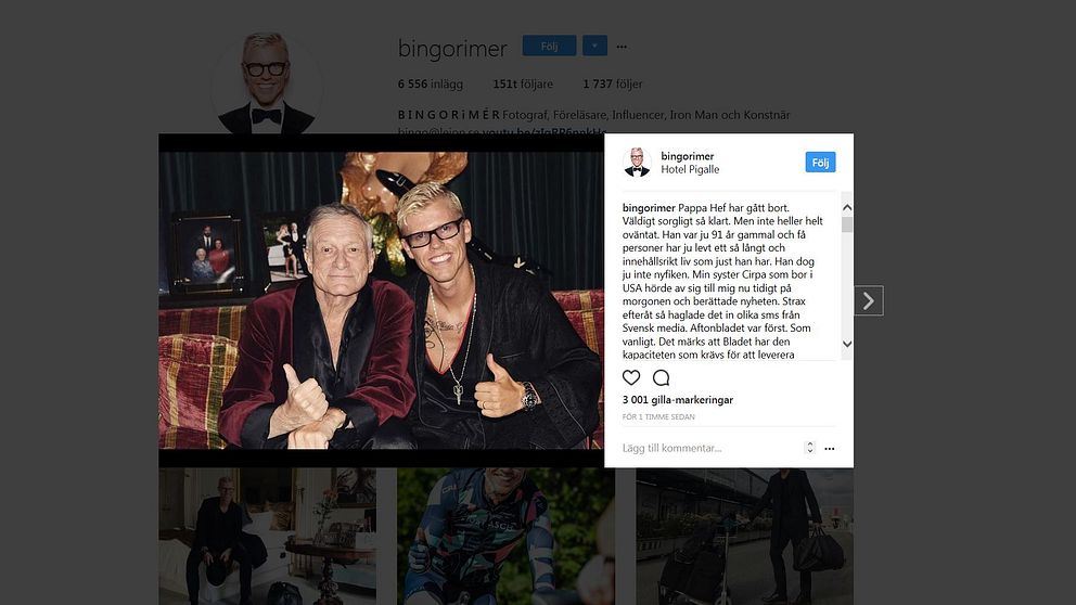 Bingo Rimér efter Hugh Hefners död: ”Något sorgligt över att ha gått i ...
