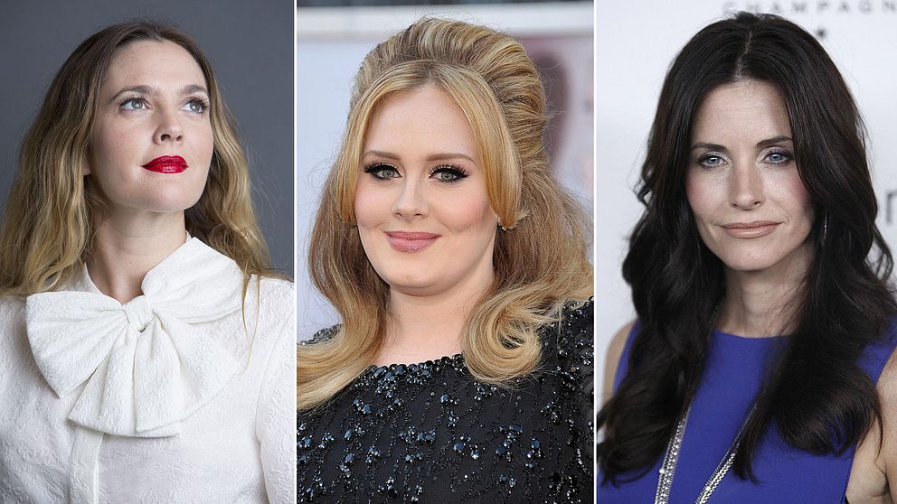 Drew Barrymore, Adele och Courteney Cox.