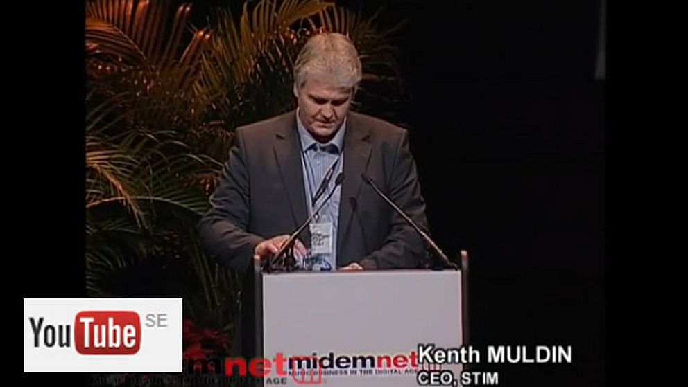 Stims VD Kenth Muldin i ett Youtubeklipp från 2007 när han deltog i en konferens om samarbetssätt mellan muskskapare och streamingföretag.