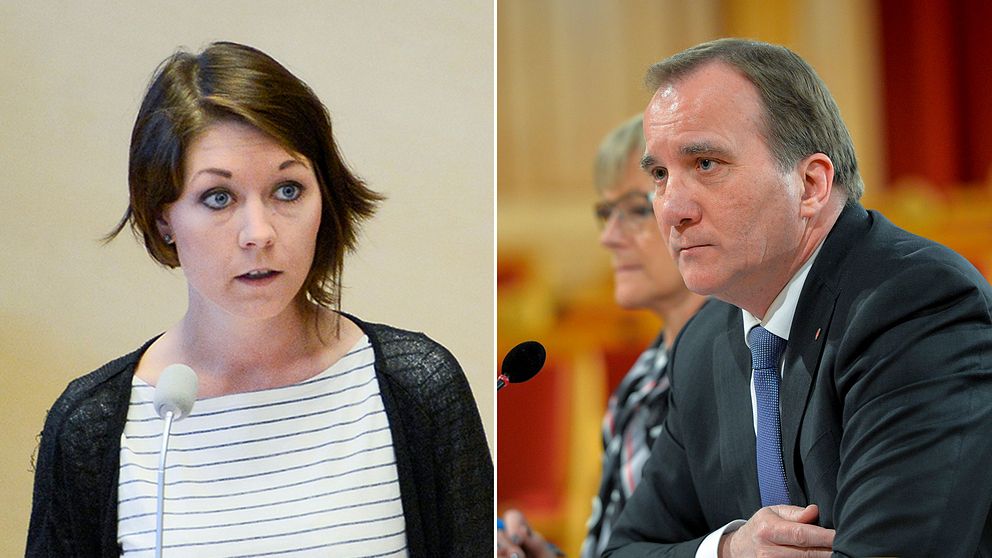 Miljöpartiets migrationspolitiska talesperson Maria Ferm och Statsminister Stefan Löfven.