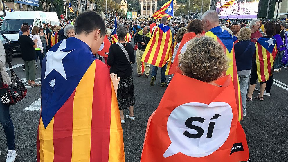 Gatufest före folkomröstningen om självständighet för Katalonien