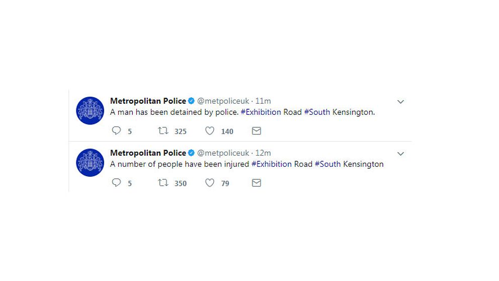 Tweets från Londonpolisen om händelsen