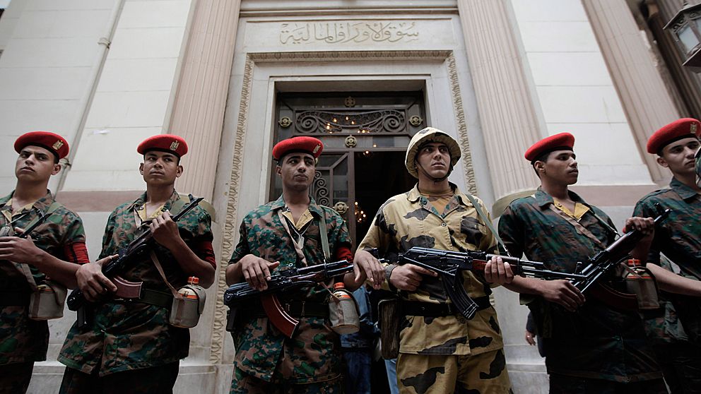 Egyptisk militär under revolutionen 2011.
