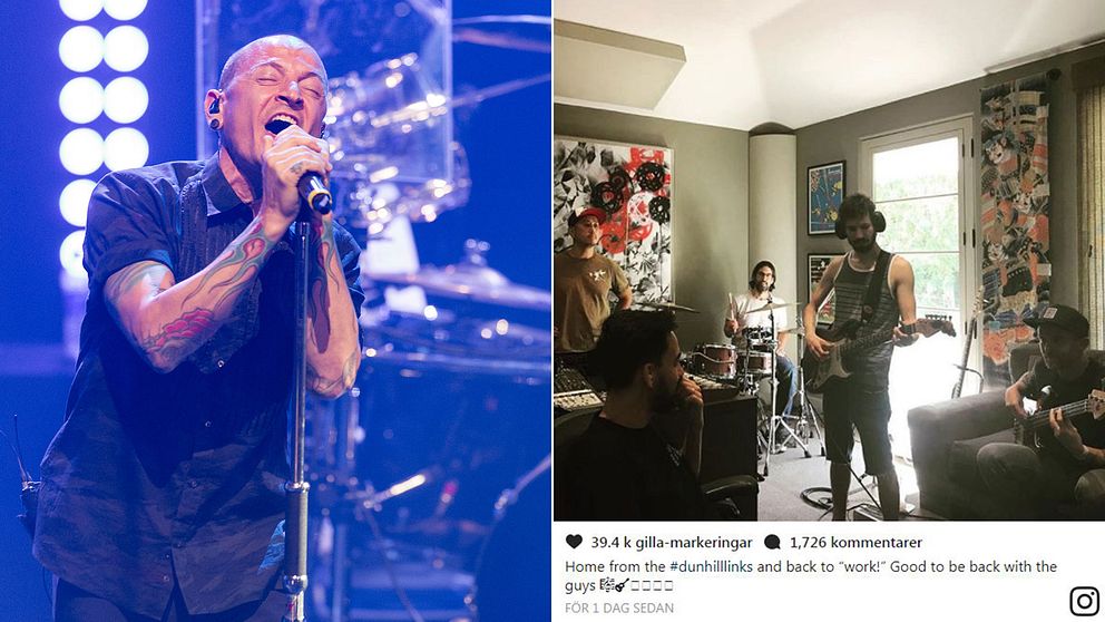 Basisten Dave Farell la upp en bild på instagram där Linkin Park ses repa inför hyllningskonsert till Chester Benningtons minne.
