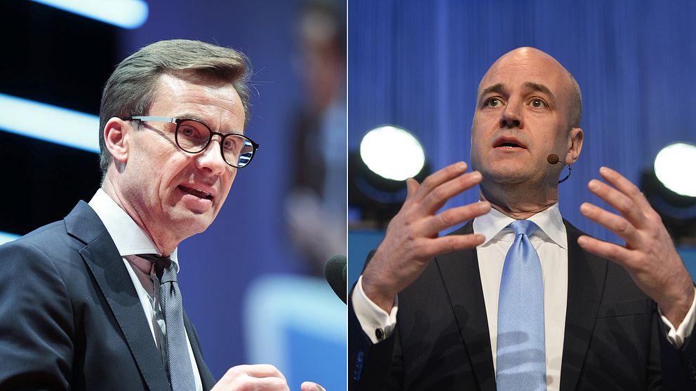 Moderaternas nuvarande och partiets forne partiledare, Ulf Kristersson och Fredrik Reinfeldt