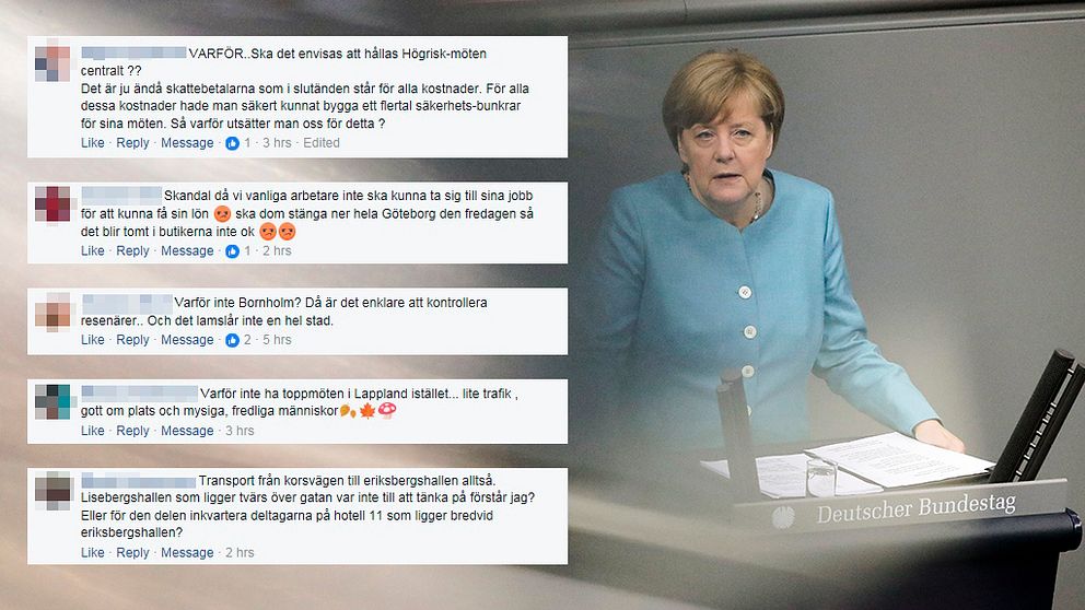 kommentarer från sociala medier och Tysklands förbundskansler Angela Merkel