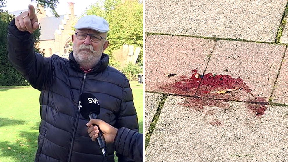 Olle Friberg berättar hur han hamnade mitt i händelserna och såg fler skadade människor ligga på gräsmattan.