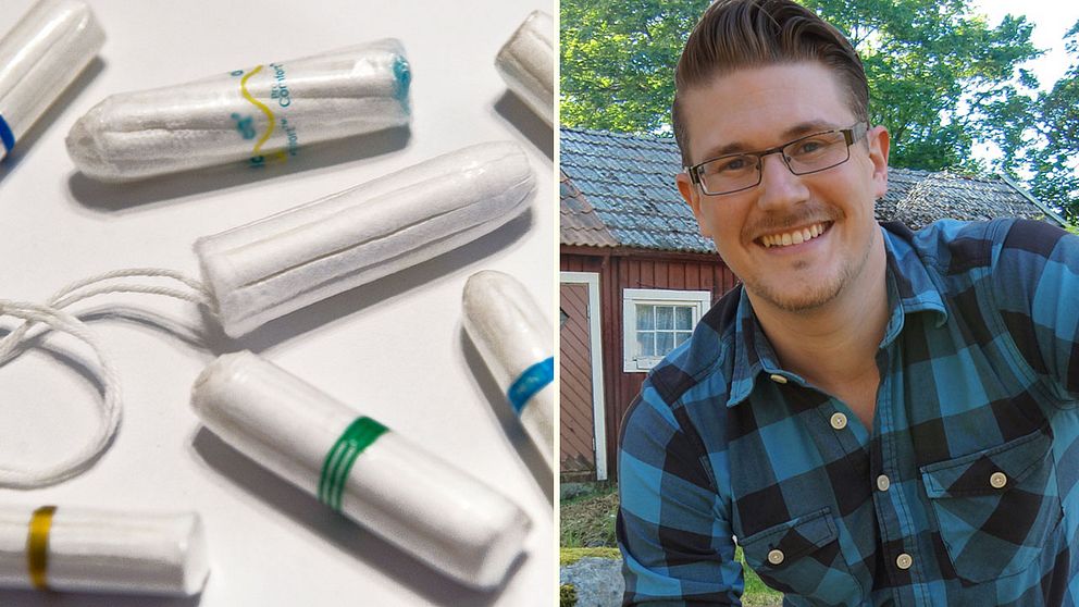 (KD)-profilen Christopher Dywik vill se sänkt moms på tamponger och mensskydd.