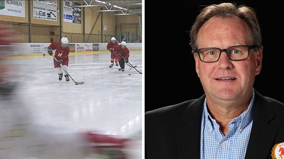 tvåbild, hockeyspelare och porträtt Per Wass, ordförande i Troja-Ljungby
