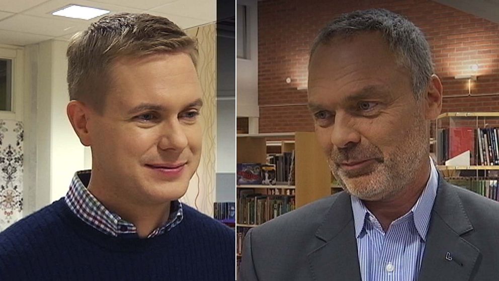 Gustav Fridolin (MP) till vänster och Jan Björklund (L) till höger.
