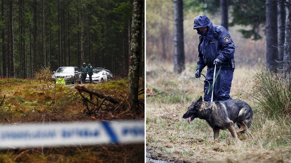 Poliser vid området runt Mulleberget i Ulricehamn, där en kvinna hittats död under gårdagen.