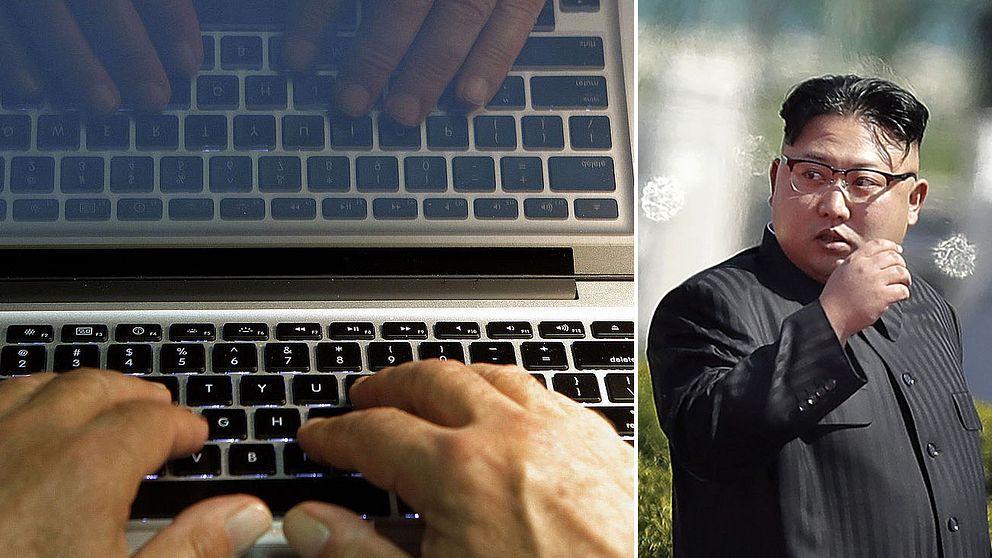 Kim Jong-Un och en person som knappar på ett tangentbord